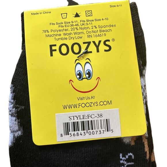 NWT Foozys Black Novelty Chinese Takeout Box Print Socks Women's One Size - Picture 4 of 4